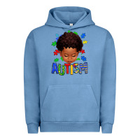 Pigment Pebble Blue autism afro kid full face Urban Hoodie - texasbilliewilder