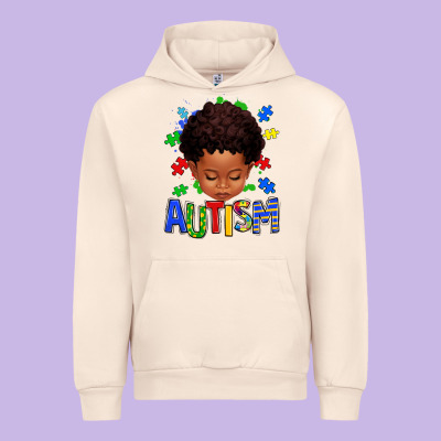 Autism Afro Kid Full Face Urban Hoodie Designed By Texasbilliewilder