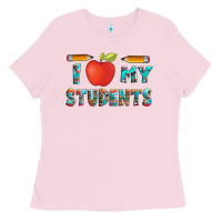 Bubblegum Pink i love my students with pen and Ladies Tee - Artiststas