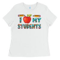 White i love my students with pen and Ladies Tee - Artiststas