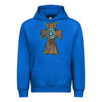 Cobalt Wood Turquoise Gemstone Cross Urban Hoodie - RanaPortraitStore