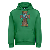 Emerald Wood Turquoise Gemstone Cross Urban Hoodie - RanaPortraitStore