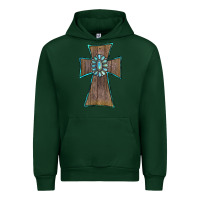 Forest Green Wood Turquoise Gemstone Cross Urban Hoodie - RanaPortraitStore