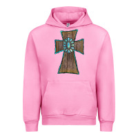 Fuchsia Pink Wood Turquoise Gemstone Cross Urban Hoodie - RanaPortraitStore