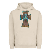 Pigment French Oak Wood Turquoise Gemstone Cross Urban Hoodie - RanaPortraitStore