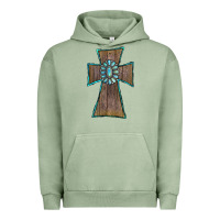 Pigment Oil Green Wood Turquoise Gemstone Cross Urban Hoodie - RanaPortraitStore