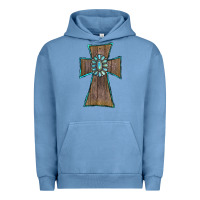 Pigment Pebble Blue Wood Turquoise Gemstone Cross Urban Hoodie - RanaPortraitStore