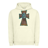 Pigment Pistachio Wood Turquoise Gemstone Cross Urban Hoodie - RanaPortraitStore