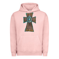 Pigment Salmon Wood Turquoise Gemstone Cross Urban Hoodie - RanaPortraitStore