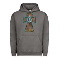 Pigment Tornado Wood Turquoise Gemstone Cross Urban Hoodie - RanaPortraitStore