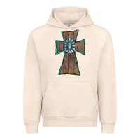 Sandshell Wood Turquoise Gemstone Cross Urban Hoodie - RanaPortraitStore