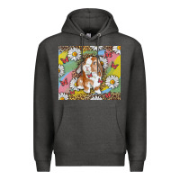 Charcoal Heather Watercolor Easter Bunny With Daisy Premium Hoodie - RanaPortraitStore