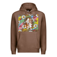 Chestnut Watercolor Easter Bunny With Daisy Premium Hoodie - RanaPortraitStore