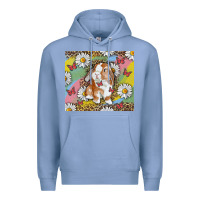 Colony Blue Watercolor Easter Bunny With Daisy Premium Hoodie - RanaPortraitStore