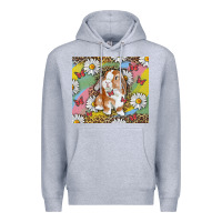 Heather Grey Watercolor Easter Bunny With Daisy Premium Hoodie - RanaPortraitStore