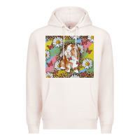 Pale Pink Watercolor Easter Bunny With Daisy Premium Hoodie - RanaPortraitStore