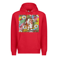 Red Watercolor Easter Bunny With Daisy Premium Hoodie - RanaPortraitStore