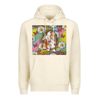 Sandshell Watercolor Easter Bunny With Daisy Premium Hoodie - RanaPortraitStore