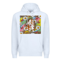 White Watercolor Easter Bunny With Daisy Premium Hoodie - RanaPortraitStore