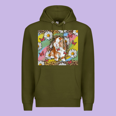 Premium Hoodie Watercolor Easter Bunny With Daisy