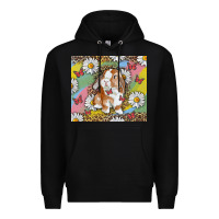 Black Watercolor Easter Bunny With Daisy Premium Hoodie - RanaPortraitStore