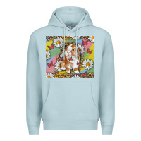 Blue Mist Watercolor Easter Bunny With Daisy Premium Hoodie - RanaPortraitStore