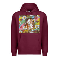 Burgundy Watercolor Easter Bunny With Daisy Premium Hoodie - RanaPortraitStore