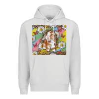 Dove Grey Watercolor Easter Bunny With Daisy Premium Hoodie - RanaPortraitStore