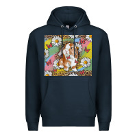 Navy Watercolor Easter Bunny With Daisy Premium Hoodie - RanaPortraitStore