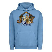 Pigment Pebble Blue Joy To The World Baby Jesus Christmas Urban Hoodie - RanaPortraitStore