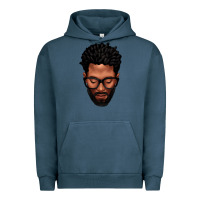 Pigment Midnight Navy bearded black man portrait Urban Hoodie - texasbilliewilder
