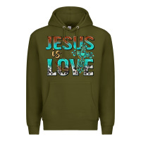 Army Green jesus is love Premium Hoodie - texasbilliewilder