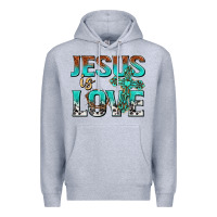 Heather Grey jesus is love Premium Hoodie - texasbilliewilder