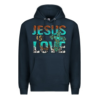 Navy jesus is love Premium Hoodie - texasbilliewilder