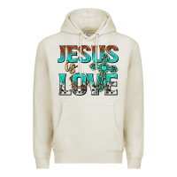 Oatmeal Heather jesus is love Premium Hoodie - texasbilliewilder