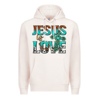 Pale Pink jesus is love Premium Hoodie - texasbilliewilder