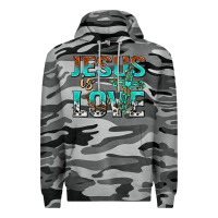 Slate Camo jesus is love Premium Hoodie - texasbilliewilder