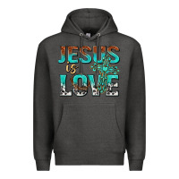 Charcoal Heather jesus is love Premium Hoodie - texasbilliewilder