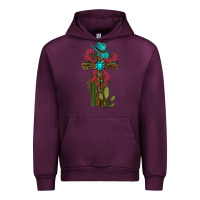 Mauve Wine Gemstone Cross With Cactus Urban Hoodie - RanaPortraitStore