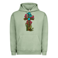 Pigment Oil Green Gemstone Cross With Cactus Urban Hoodie - RanaPortraitStore