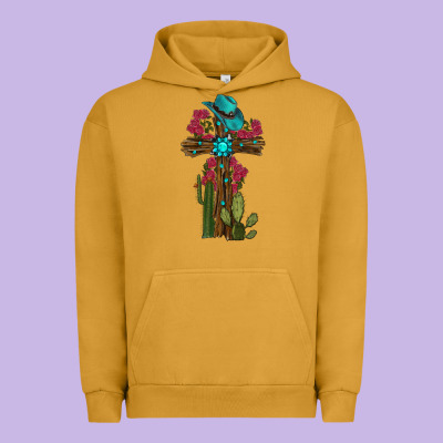 Urban Hoodie Gemstone Cross With Cactus