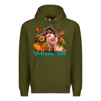 Army Green Welcome fall pig Premium Hoodie - RanaPortraitStore