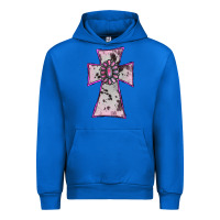 Cobalt Cowhide Pink Gemstone Cross Urban Hoodie - RanaPortraitStore