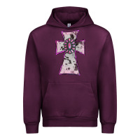 Mauve Wine Cowhide Pink Gemstone Cross Urban Hoodie - RanaPortraitStore