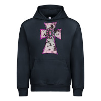 Navy Cowhide Pink Gemstone Cross Urban Hoodie - RanaPortraitStore
