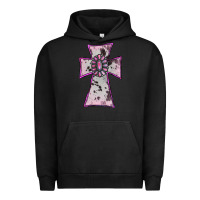 Pigment Black Cowhide Pink Gemstone Cross Urban Hoodie - RanaPortraitStore