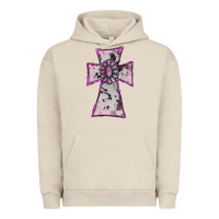 Pigment French Oak Cowhide Pink Gemstone Cross Urban Hoodie - RanaPortraitStore