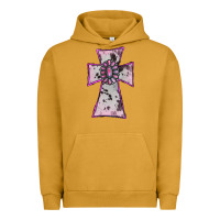 Pigment Peanut Butter Cowhide Pink Gemstone Cross Urban Hoodie - RanaPortraitStore