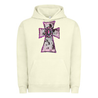 Pigment Pistachio Cowhide Pink Gemstone Cross Urban Hoodie - RanaPortraitStore