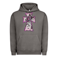 Pigment Tornado Cowhide Pink Gemstone Cross Urban Hoodie - RanaPortraitStore